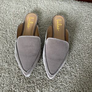 Lulu’s Joelle Grey Velvet Loafer Slides
